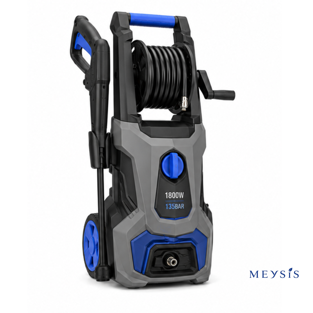 p4 i1_logo Meysis AquaForce 1800W 135 Bar High Pressure Washer with Hose Reel & Foam Bottle - Image 1